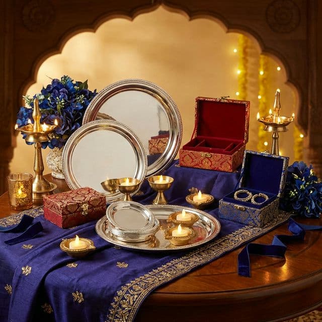 Premium wedding return gifts with traditional marigold decorations